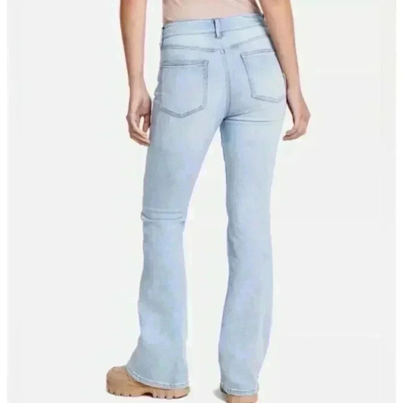 OAT New York Women's High Rise Flare Jeans Light Palms 90s 80s Boho Festival NWT - Picture 1 of 13